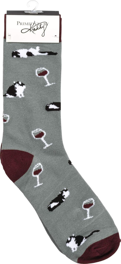Primitives by Kathy Set Gift Socks, Cats & Wine (105539)...