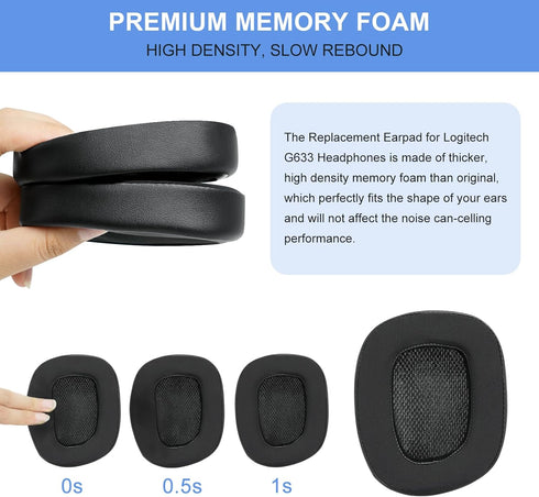 Replacement Ear Pads for Logitech G533 G633 G935, GVOEARS Cooling Gel Ear Cushions for Logitech G231 G433 G533 G633 G635 G933 G935 Gaming Headphon...