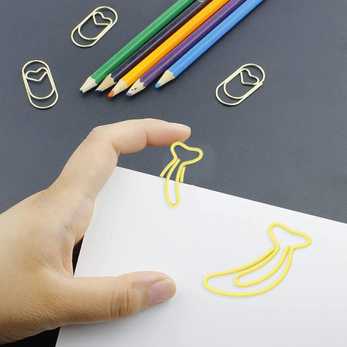 100Pcs Metal Paper Clips, Mini Cute Banana Shape Electroplated Metal Paperclips for Book Memo Paper Poster Photo...