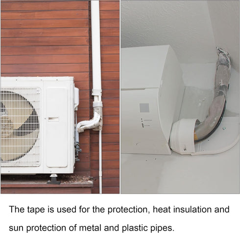 MECCANIXITY Pipe Wrap Tapes Non-Adhesive 4cmx12m Protective Waterproof Tube Protector for Air Conditioner HVAC Pipes, PVC Black Pack of 6...