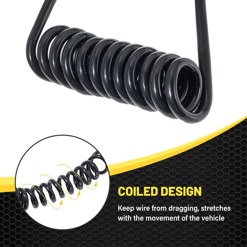 Oyviny 4 Way Flat Trailer Extension Coiled Cable 5 Feet 4 Pin Male and Female Wiring Harness 18AWG 60" Stretchable Coiled Extension Wiring Cable w...