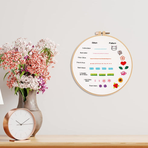 Louise Maelys Beginners Embroidery Kit, 8 Basic Stitches Practice kit for Adults,Cross Stitch Starter Kits with Embroidery Cloth Hoop Needles Inst...