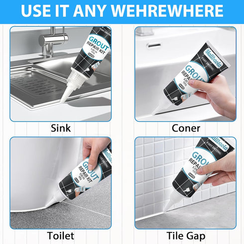 Tile Grout Repair Kit, 2 Pack White Grout Filler Tube, Fast Drying Grout Repair Kit, Grout Repair for Bathroom Shower Kitchen Floor Tile, Restore ...