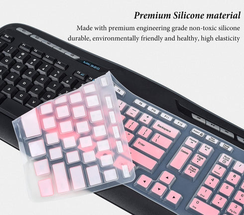 Keyboard Cover for Logitech MK320 MK330 K330 Wireless Desktop Keyboard, Logitech MK320-YR002/Y-R0009 Keyboard Skin Accessories-Gradual Pink...