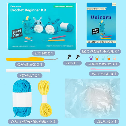 Moritakk Crochet Beginners Starter Kit - Beginner Crochet Kit, DIY Animal Knitting Supplies with Step-by-Step Video Tutorials - Dinosaur....