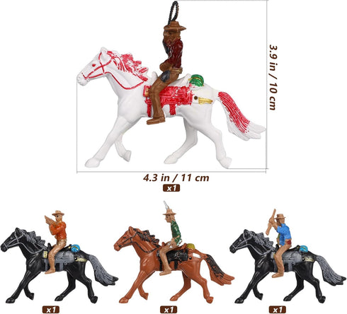 Farm Animals Toys for Kids 3-5, 4Pcs Farm World Western Riding Horse Toys, Plastic Action Figure for Home Office Table Decor, for Kids...