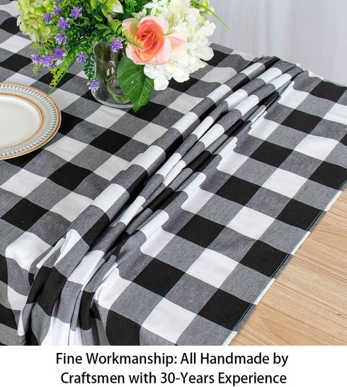 ShinyBeauty Checked Square Tablecloth 54x54-Inch Black and White Buffalo Plaid Tablecloth Washable Cotton Table Cover Gingham Tablecloth for Dinin...