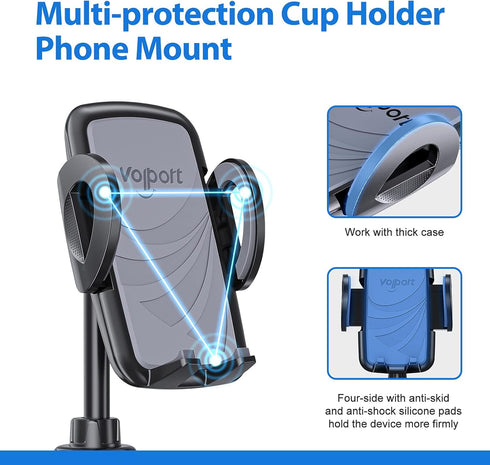volport Cup Holder Phone Mount for Car, Adjustable Long Neck Gooseneck 360 Degree Rotation Universal Cell Phone Long Arm Cupholder Mount for iPhon...