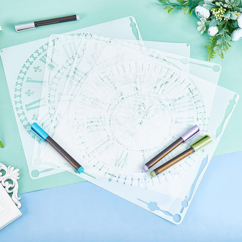 GORGECRAFT 4 Sets 12x12 inch Schoolhouse Clock Face Stencil Reusable DIY Farmhouse Home Decor Artists Gift for Craft Painting on Wood Canvas Paper...