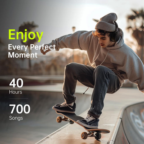 HROEENOI Wireless Bluetooth Over Ear Headphones with Active Noise Cancelling - Long Battery Life - Foldable Design - Perfect for Home and Workout....