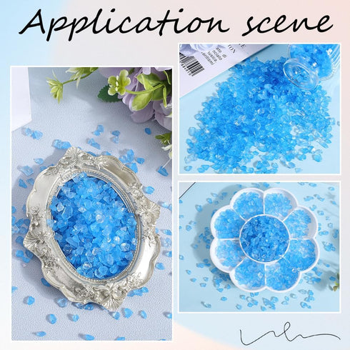 SUNNYCLUE 1 Box 200g Blue Broken Glass Chips Crushed Glass Bulk Resin Art Small Chunky Flakes Sequins Irregular Crystal Pieces for Nail Arts DIY V...