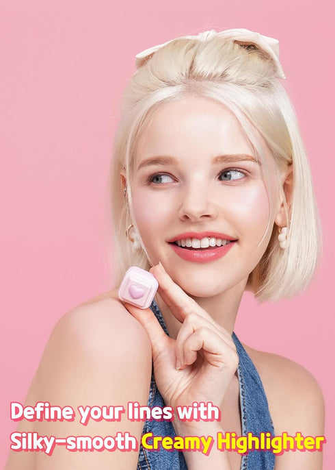 COLORGRAM Milk Bling Heartlighter 01 Peach Heart | Silky Smooth Versatile Creamy Highlighter with Shimmery Finish, Soft and Natural Glow Perfect f...