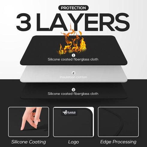 FLASLD Heat Resistant Mat for Air Fryer Site on, Fireproof Silicone Mats for Kitchen Counter, Countertop Protector, No-slip and Waterproof (12"X18...