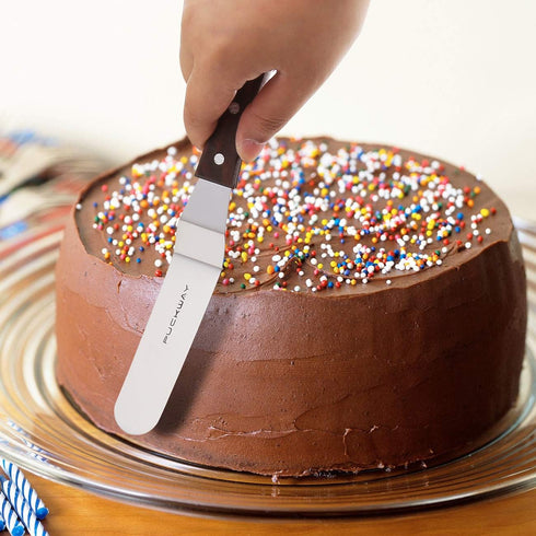 4 PCS Cake Decorating Icing Spatula set with 4, 6, 8 & 10 Inch Stainless Steel Blade, Wood Handle Frosting Spatulas and Cake Stripping Tool...