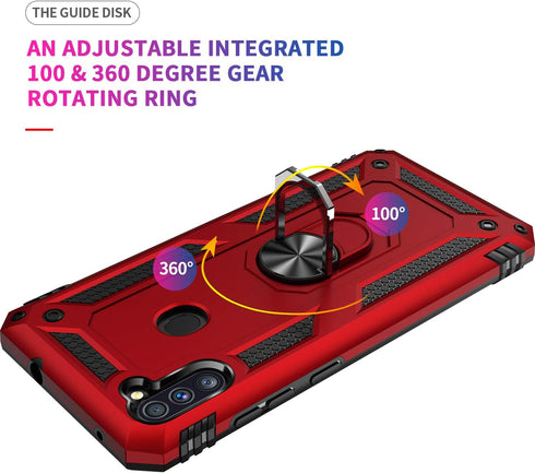 for Galaxy A11 Case, Military Grade Heavy Duty Armor Protection Phone Case Cover with HD Screen Protector Magnetic Ring Kickstand for Galaxy A11 (...