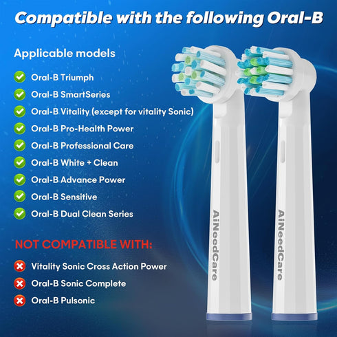 Replacement Toothbrush Heads for Oral B Braun, 4 Pack Brush Heads Refill for Oral-B 7000, Clean, Oral B Pro 1000, 9600, 500, 3000, 8000, Vitality ...