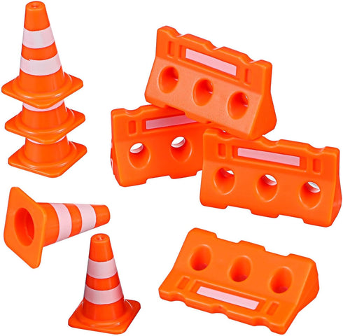 Gadpiparty 24pcs Mini Traffic Cones Plastic Fence Roadblock Signs Playset Construction Road Cones Tiny Marker Cones Roadblock Cone Models Educatio...