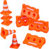 Gadpiparty 24pcs Mini Traffic Cones Plastic Fence Roadblock Signs Playset Construction Road Cones Tiny Marker Cones Roadblock Cone Models Educatio...