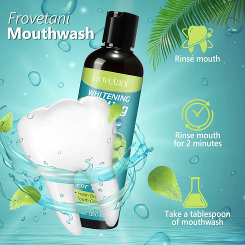 Coconut Oil mouthwash-Natural Teeth WHITENING×237ml-100% Pure Fractionated Coconut Oil whitening mouthwash-Helps Improve Oral Hygiene-Tongue Scrap...