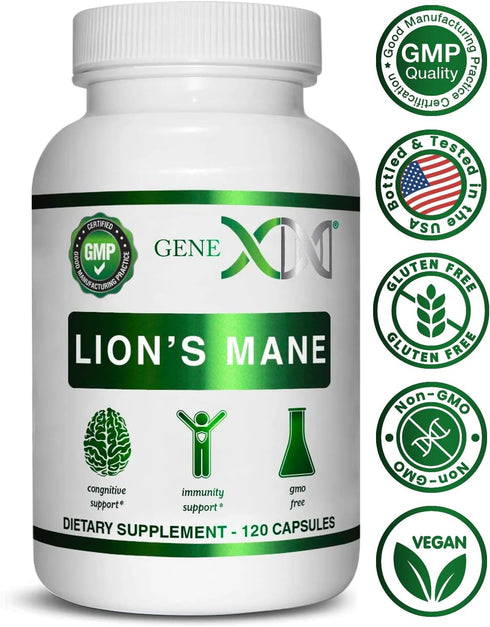 Genex Formulas Lions Mane Supplement with 100% Lions Mane Extract - Nootropics Brain Support Supplement 1000mg/serving - (120 Capsules)...