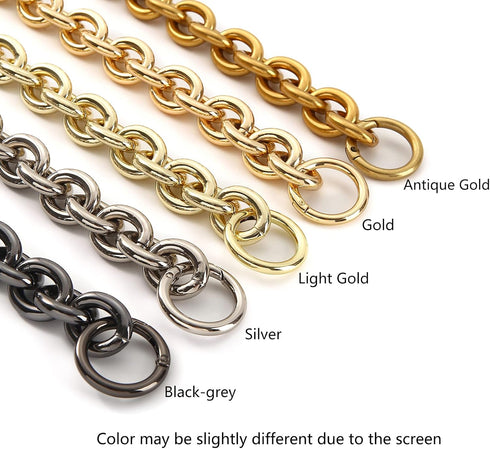 Fashionable Heavy Aluminum O Shape Metal Chain Handle Shoulder Straps Replacement for Women's Handbag,Shoulder Bag (Gold)...