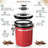 Mixpresso 16 Oz Red Coffee Canister, Stainless Steel Airtight Coffee Container, Air tight Jar Tea Storage with Date Tracker, Vacuum Sealed Espress...