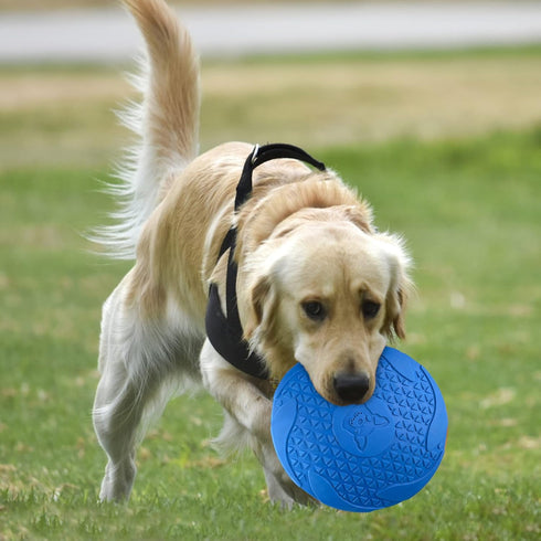 Natural Rubber Flying Disc Dog Toy?Suitable for Playing Outdoors, on The Beach, in The Courtyard?Blue?...