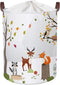 Clastyle 45L Woodland Animals Laundry Basket Collapsible Waterproof Forest Fox Storage Basket with Handle Kids Room Jungle Deer Laundry Hamper wit...