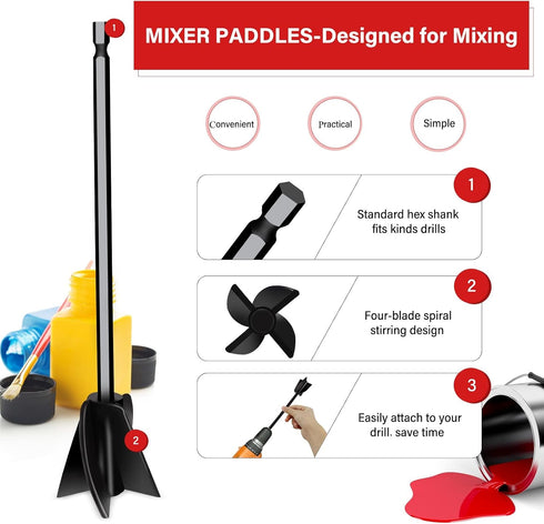 4 Pcs Resin Mixer Paddles for Resin Drill, Epoxy Mixer Attachment for Drill, Paint Mixer/Paint Stirrer for Mixing Resin, Epoxy, Silicone Molds...