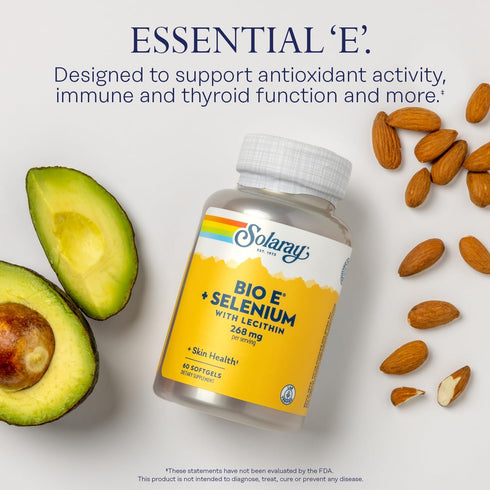 Bio Vitamin E 400 IU (268 mg) with Selenium 100 mcg and Lecithin - Thyroid Support, Antioxidant and Immune Support Supplement, High Absorption, La...