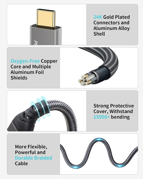 PHIXERO USB C to USB C Cable (100W/20Gbps/3.3Ft), 4K@60Hz Video Output Type-C cable, 2-in-1 USB-A/C to USB-C Cable, USB C 3.2 Gen 2×2 Cable for Ma...