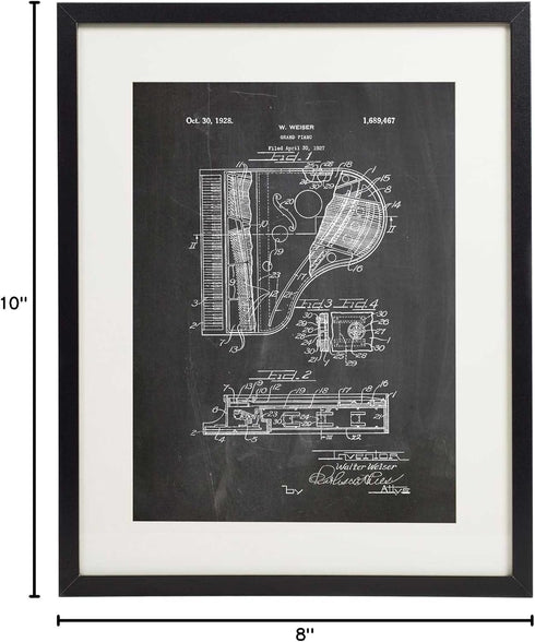 IDIOPIX Piano Patent Wall Decor Chalkboard Art Print Set of 6 Prints UNFRAMED...