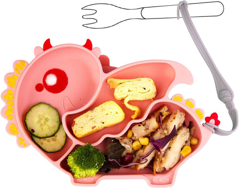 Qshare Toddler Plate, Portable Baby Plates for Toddlers and Kids, BPA-Free Strong Suction Silicone Placemat, 11x8x1 Inch...