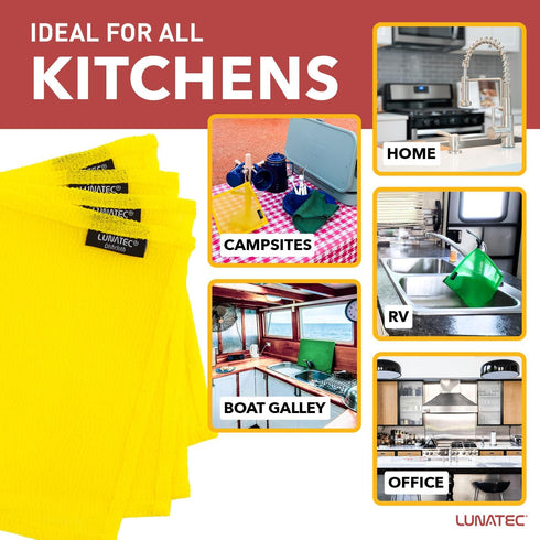 Odor-Free Kitchen Dishcloths. A Scrubber and scouring pad for All Surfaces. (4-Pack)...