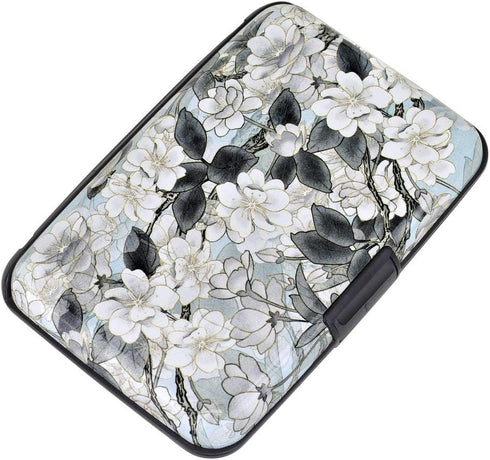 ELFISH Mini RFID Aluminum Wallet Credit Cards Holder Business Card Case Metal ID Case for Men Women (White Lotus)...
