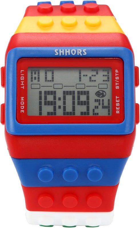 Men's Ladies Blocks Constructor Digital LED Backlight Alarm Sport Wrist Watch...