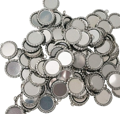 100 Pieces Flattened Bottle caps Double sided, Wholesale Bottle Caps Caps With Split Ring, Silver Bottle Caps Crafts Pendants, Necklaces, Jewelry...
