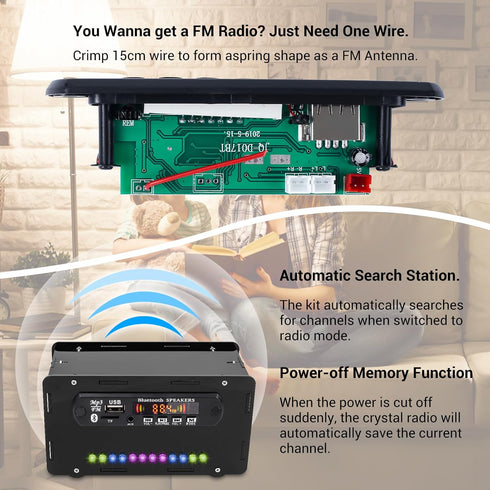 DIY Bluetooth-Compatible Speaker Kit, DIY FM Radio Soldering Project USB Mini Home Sound Amplifier DIY Electronics Kit with Digital Display and Co...