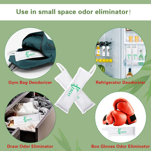 Charcoal Shoe Deodorizers- Eliminator Inserts for Work Boot, Sneakers, Gym Bags Smell Absorber with Box Opener (2 Packs)...