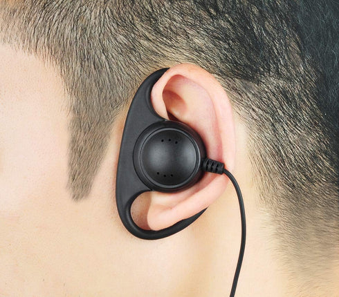 D Shape Earpiece Headset with Big PTT for 2 Pin Walkie Talkie Radio Compatible with Baofeng Kenwood Arcshell V-5R BF-F8HP BF-888S AR-5...