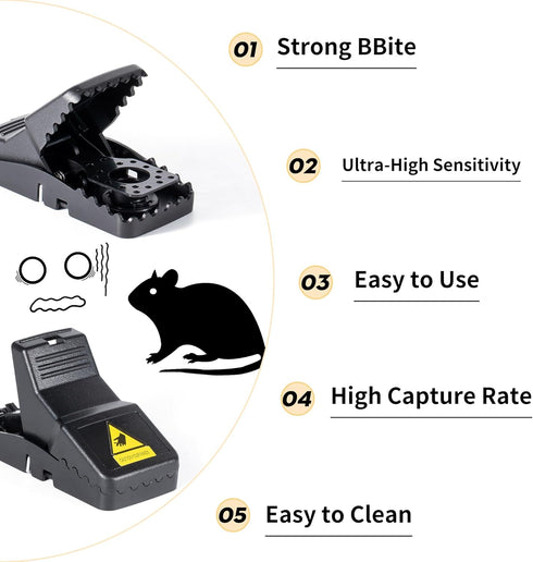 Mouse Traps Indoor Outdoor - 6 Pack Plastic Mouse Rat Trap for Home - Killer Plastic Mouse Catcher for Hotel, Hospital, School, Restaurant and Kit...