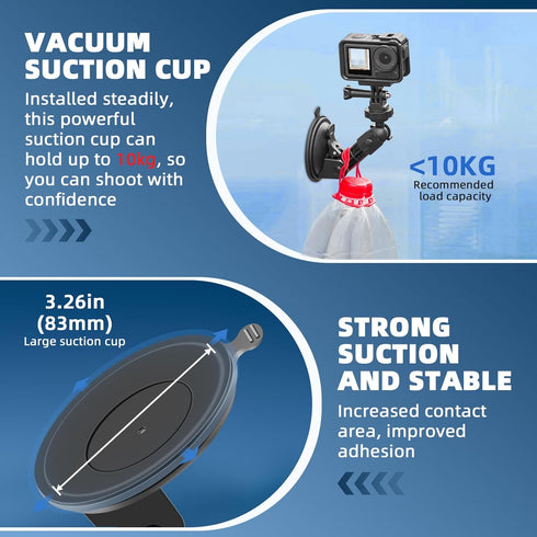 Pocket 3 Suction Cup Mount, Windshield Window Dash Holder Kit with Expansion Adapter for Insta360 X3 X4 X2 Go 3S for GoPro Max Mini Hero 12 11 10 ...