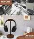 Headphone Holder Stand for Desk, Wood and Metal Headset Hanger Mount Hook Gaming Holder Desktop Earphone Artful Functional Craftsmanship Stand for...