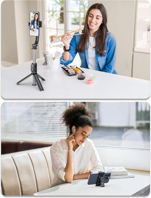 Selfie Stick Tripod with Detachable Phone Holder, 41.7" Extendable Phone Tripod with Remote, 360° Rotatable Tripod Stand for iPhone, Samsung, and ...