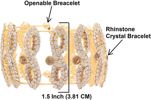 Efulgenz Indian Bridal Cubic Zirconia Crystal Cuff Bracelet Wedding Jewelry for Brides Women...