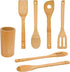Bamboo Wooden Spoons & Spatulas Set - 6 Pieces Kitchen Cooking Utensils and 1 Holder, Heat Resistant for Non Stick Cookware...