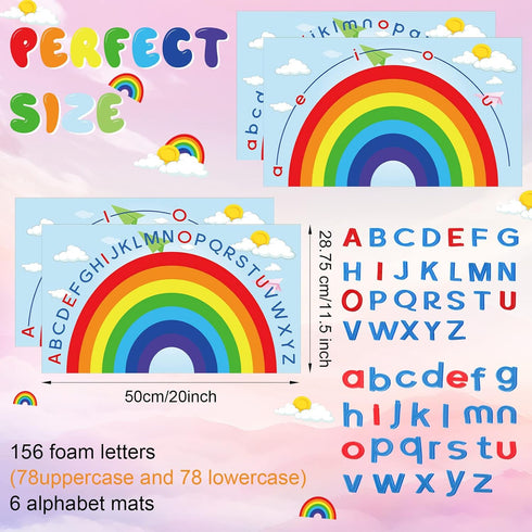 Double Sided Rainbow Play Alphabet Arch Mats Colorful Foam Letters ABC Educational Alphabet for Alphabet Recognition Activity Baby Toddlers Kids (...