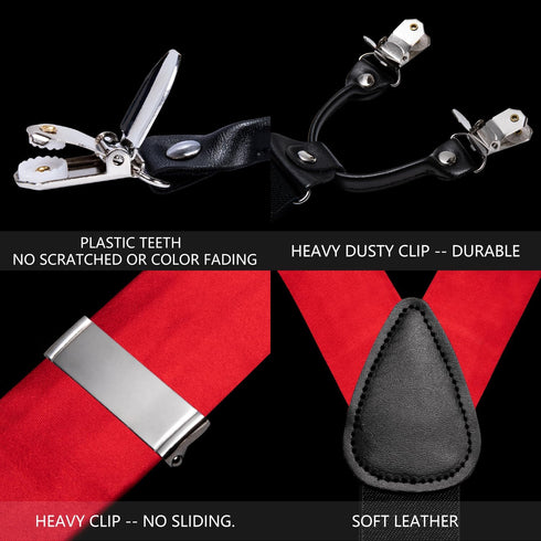 YOHOWA Suspenders for Men Tie Bowtie Set Adjustable Brace Handkerchief Cufflinks Strong Clip Elastic Band Wedding Party...