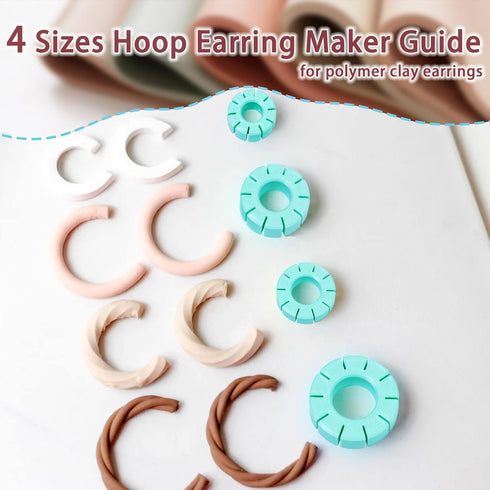 TAINSKY 4 Pcs Polymer Clay Hoop Guide, Polymer Clay Cutters for Polymer Clay Jewelry Making, Plastic Hoop Earring Maker Guide for Polymer Clay Ear...