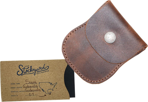 Hide & Drink, Curvy Coin Pouch, Pocket Case for Pennies, Rustic Bag, Travel Accessory, Full Grain Leather, Handmade, Bourbon Brown...